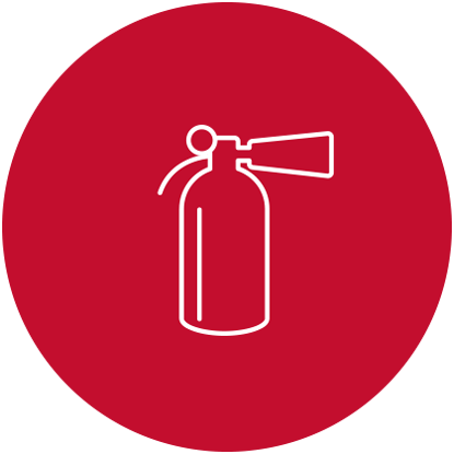 tile graphic for safety, fire extinguisher